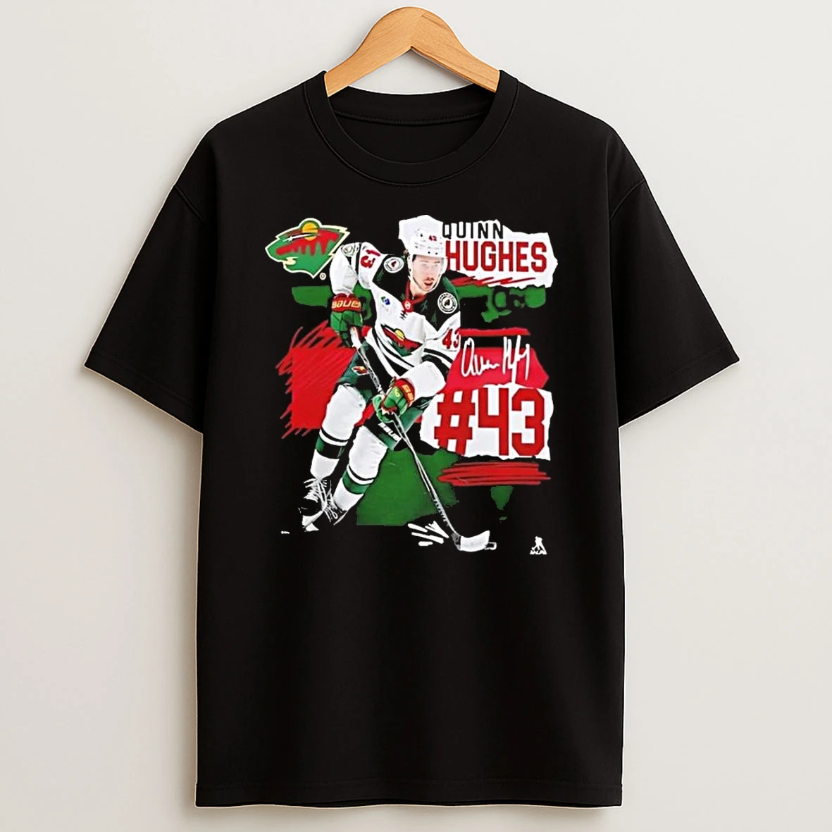 Minnesota Wild Quinn Hughes Fresh Ice Signature T Shirt