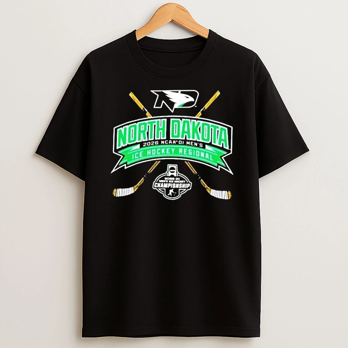 North Dakota Fighting Hawks 2026 Ncaa Di Mens Ice Hockey Regionals Logo T Shirt