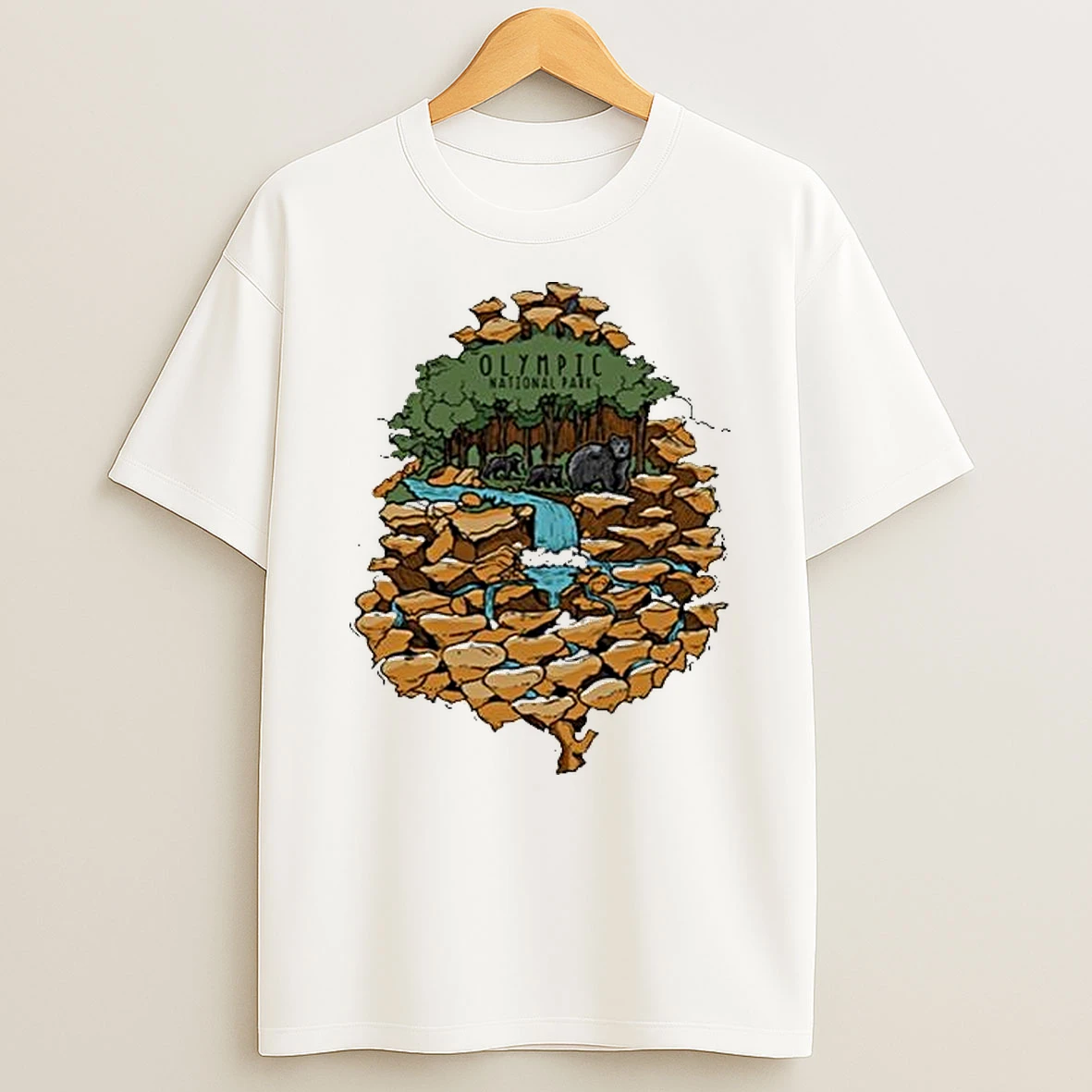 Olympic Pinecone Black Bear Sketch T Shirt