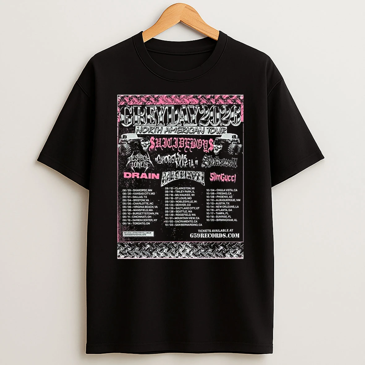 Suicide Boys Grey Day 2026 North America Tour Lineup With Schedule Dates T Shirt