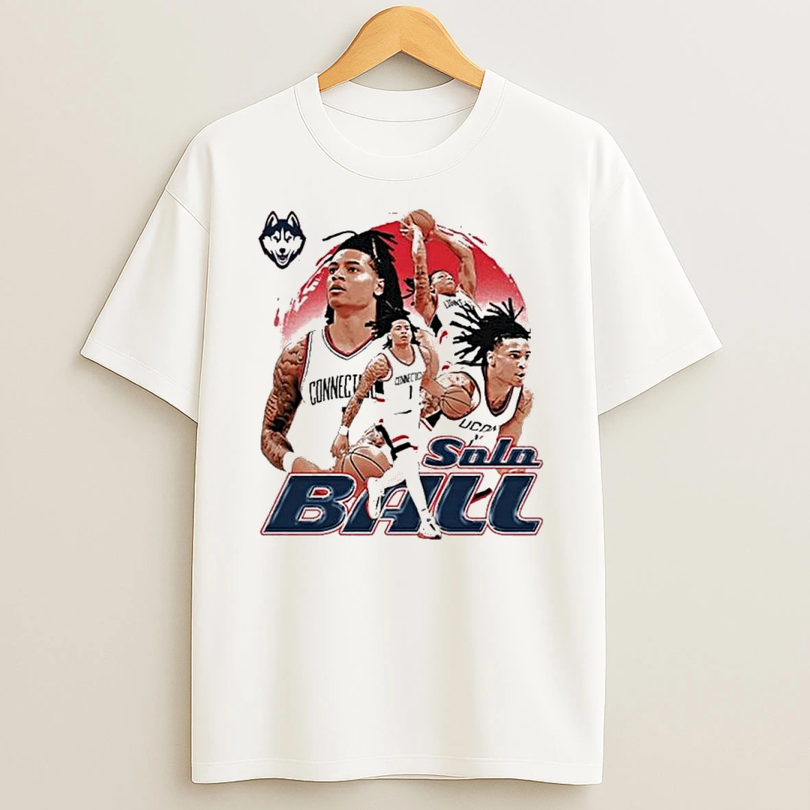Uconn Huskies Collegiate Mens Basketball Solo Ball Collage T Shirt