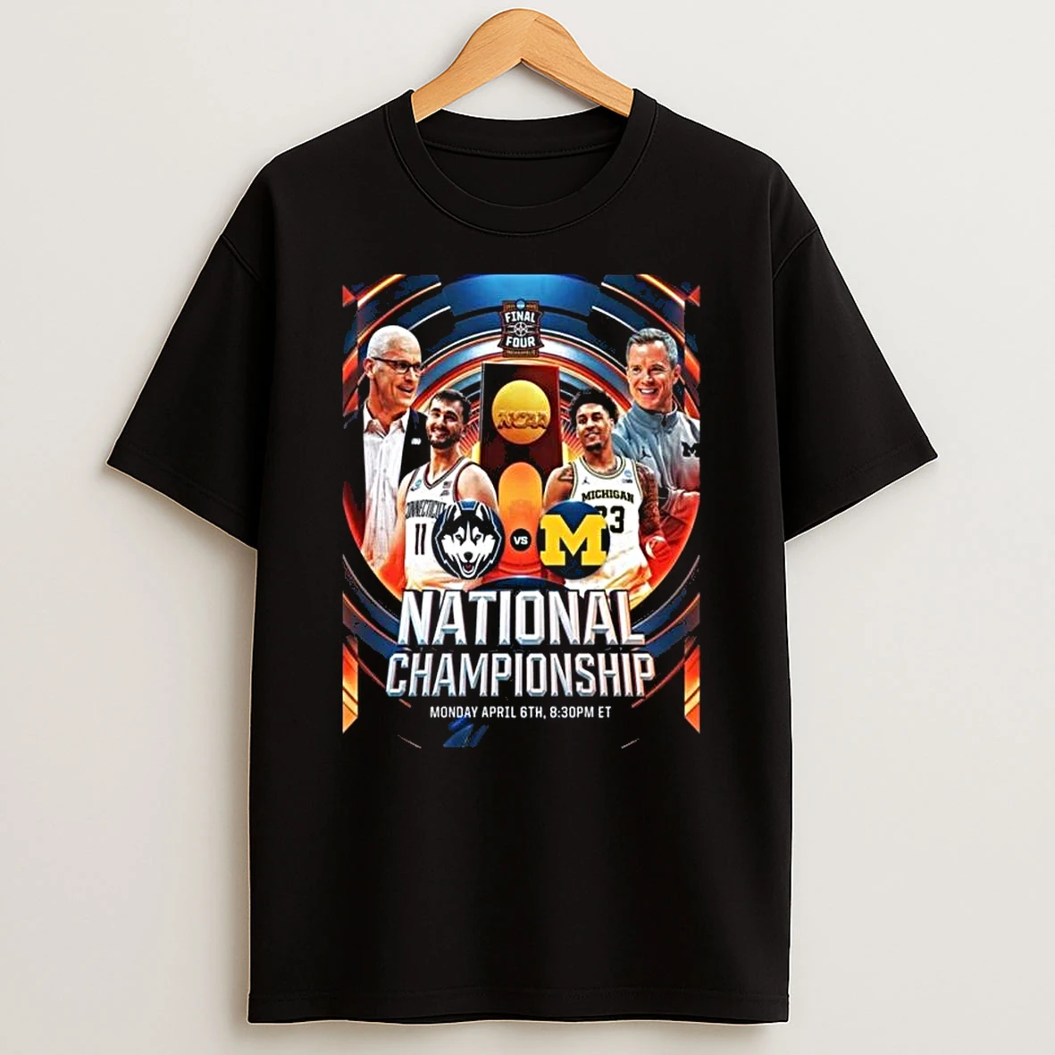 Uconn Huskies Vs Michigan Wolverines Mens Basketball 2026 Ncaa National Championship Head To Head T Shirt