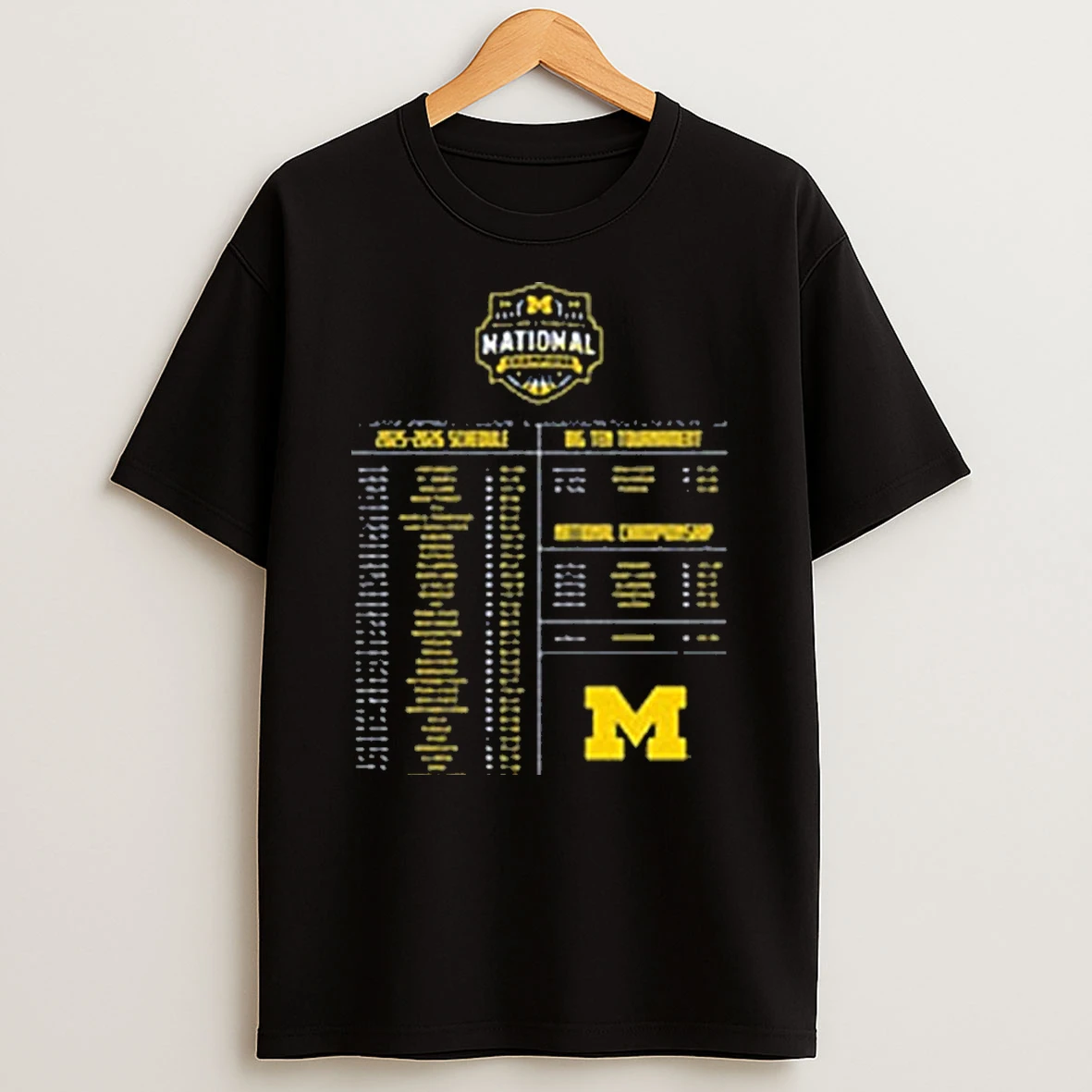 Valiant University Of Michigan Mens Basketball 2025 2026 National Champions Schedule T Shirt