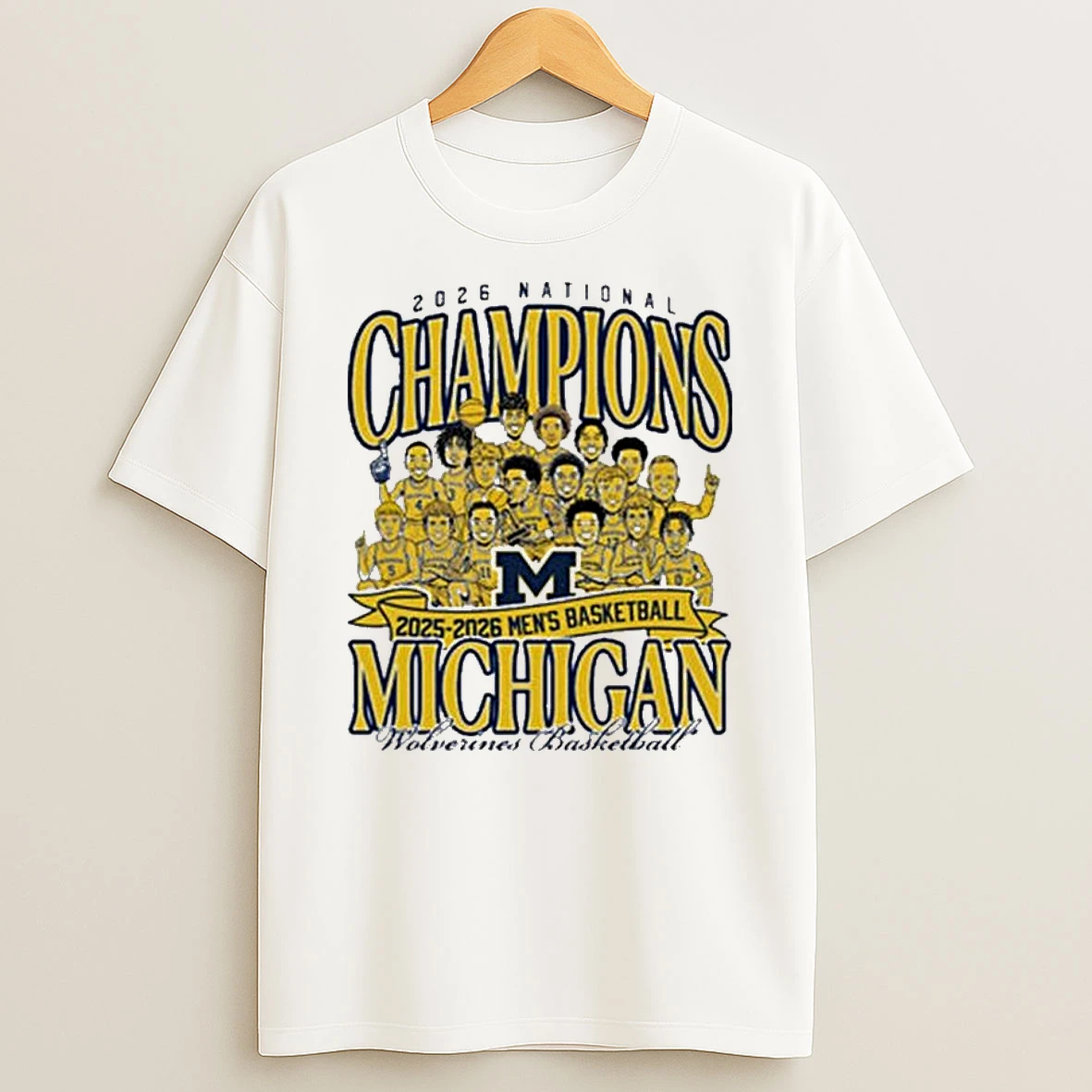 Valiant University Of Michigan Mens Basketball 2025 2026 National Champions Team Celebration Caricature T Shirt