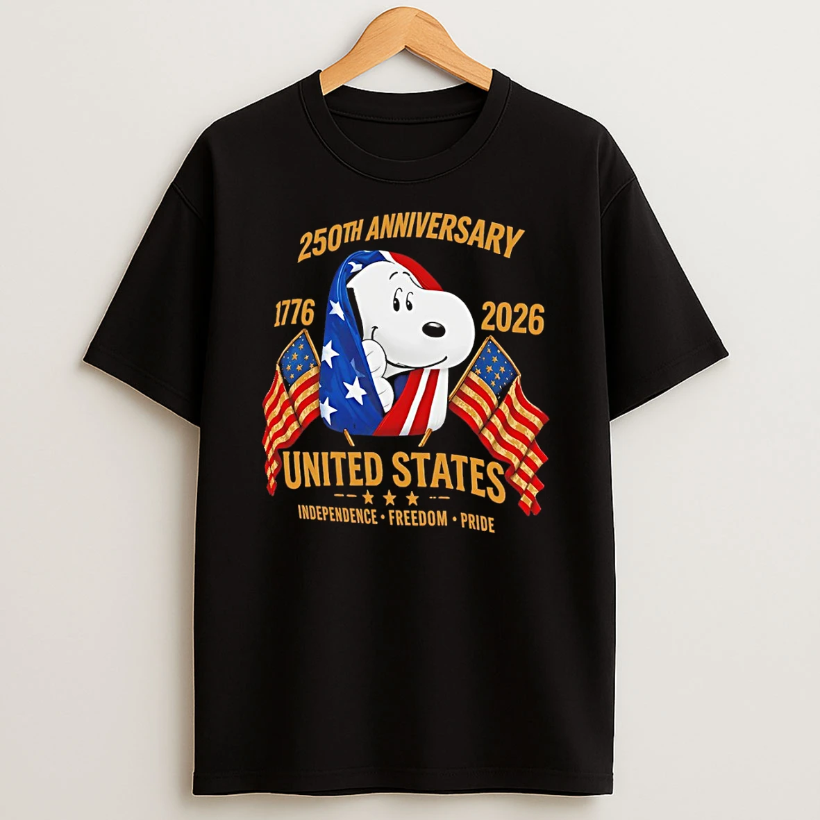 Classic Snoopy Celebrating The United States 250th Anniversary Independence Freedom Pride T Shirt
