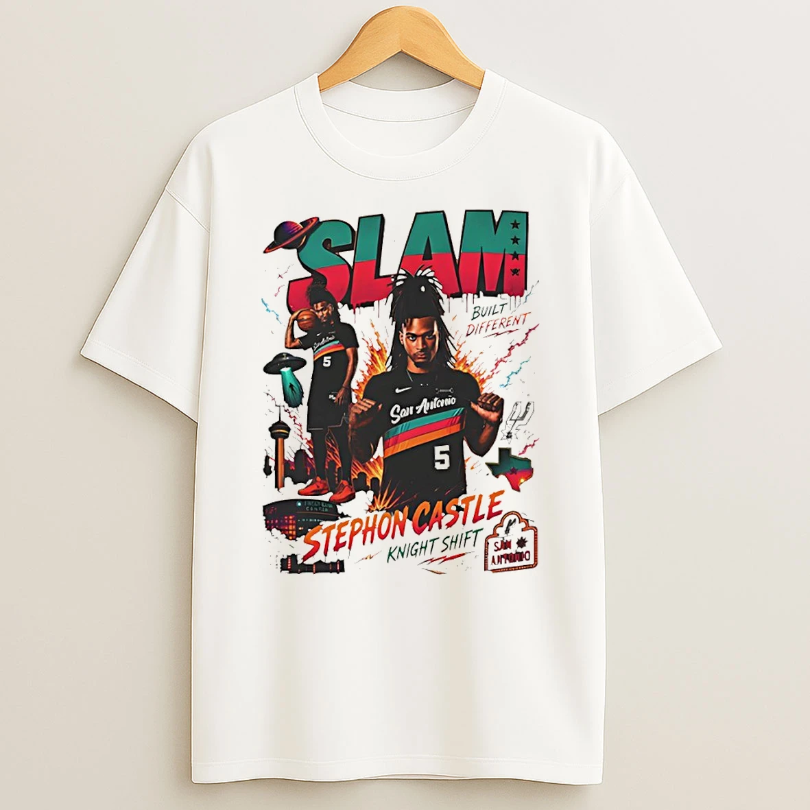 Classic Stephon Castle Knight Shift San Antonio Spurs Basketball Slam Built Different T Shirt