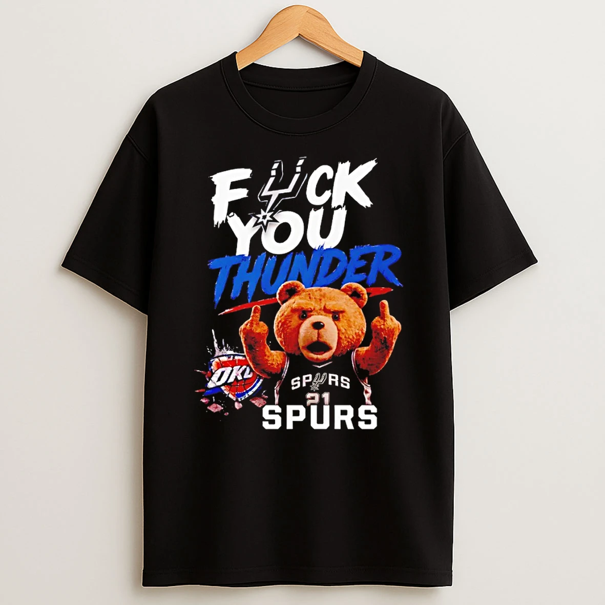 Classic Teddy Bear Middle Finger Fuck You Thunder Okc Thunder Nba 2026 T Shirt