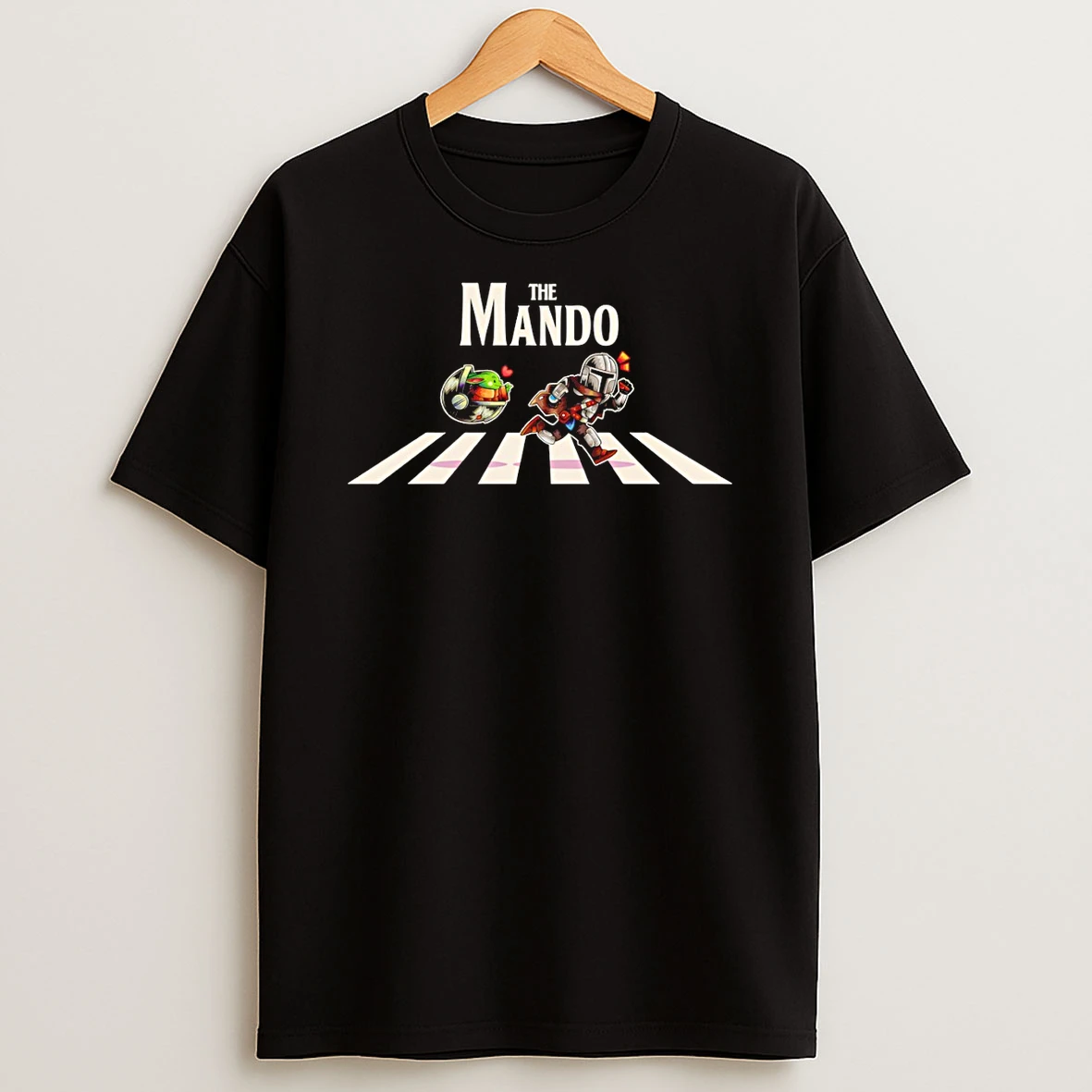 Classic The Mando Mandalorian Grogu And Din Djarin Crossing Abbey Road T Shirt