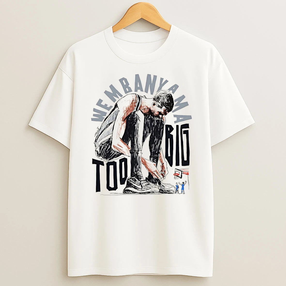 Classic Victor Wembanyama San Antonio Spurs Basketball Too Big Art Cartoon T Shirt