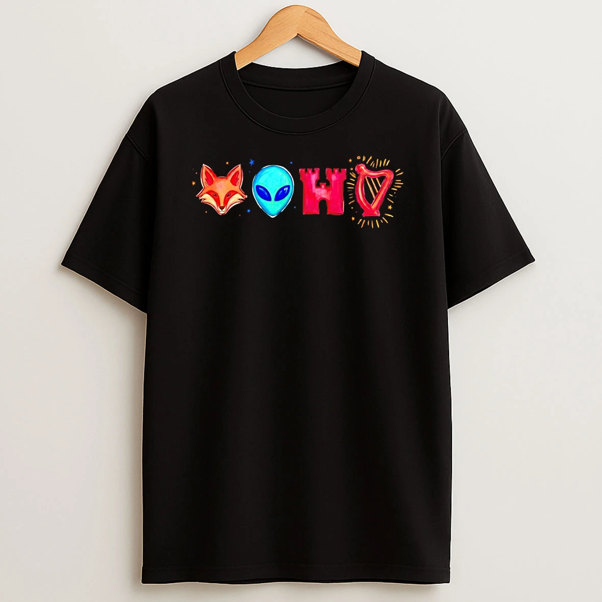 Classic Victor Wembanyama Wemby Alien Neon Fox Castle Harp Spurs Big 4 Icons Doodle T Shirt