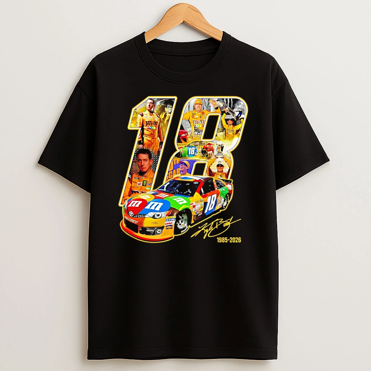 Classic Vintage Kyle Busch 18 Tribute Nascar Legend Memorial Signature T Shirt