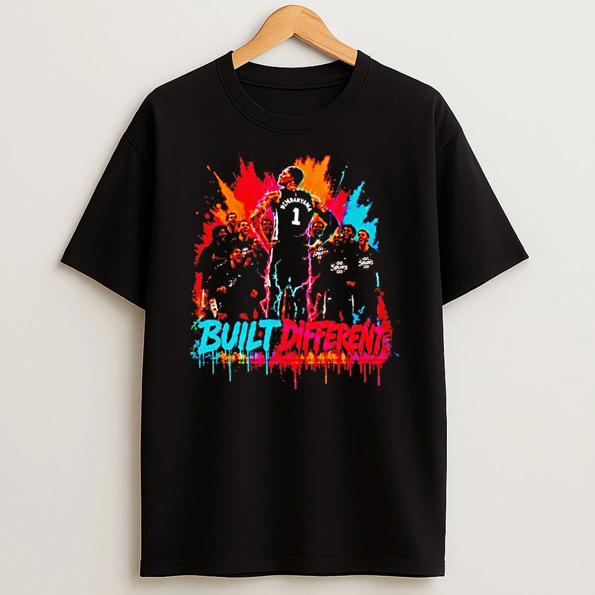 Classic Wemby Area 210 Built Different Spurs Basketball Fiesta Graphic T Shirt