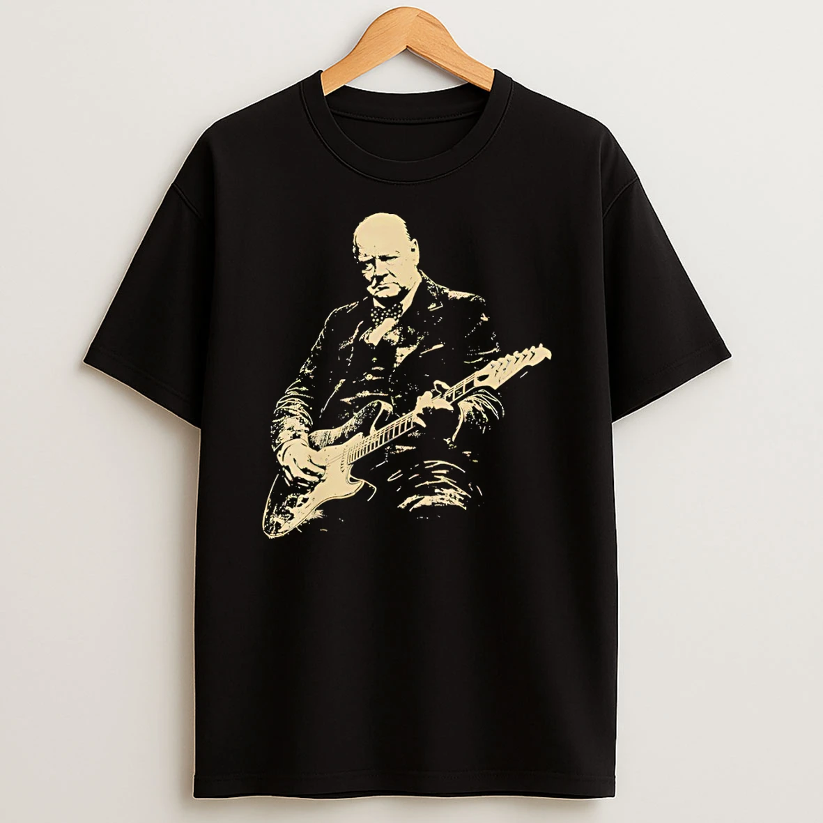 Classic Winston Churchill Playing Electric Guitar Vintage T Shirt