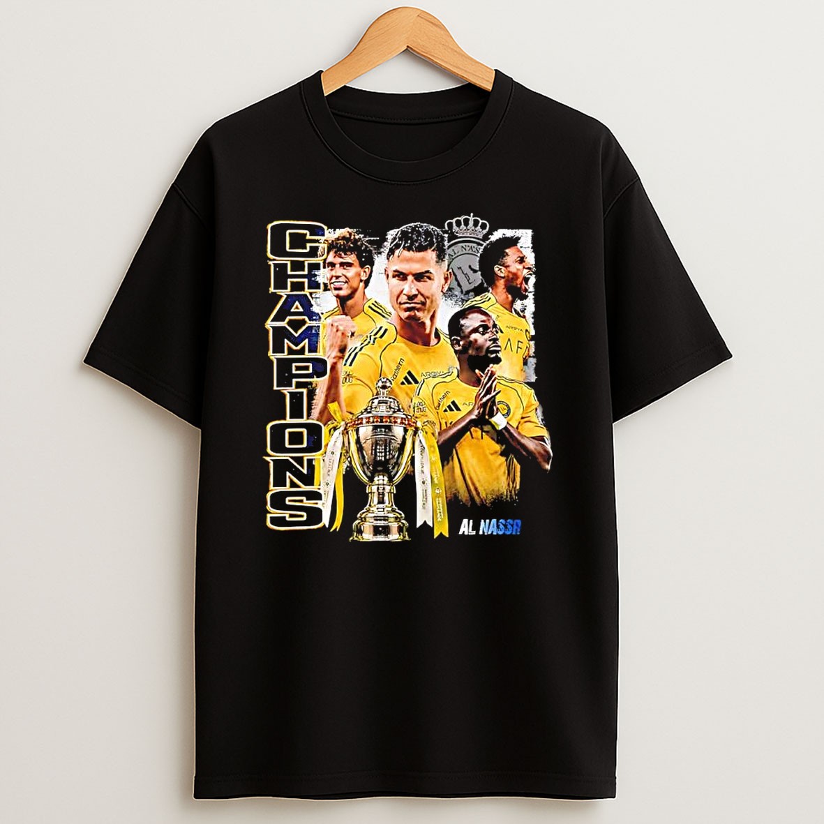 Official Al Nassr Champions 2026 Ronaldo And Team Trophy Football T Shirt