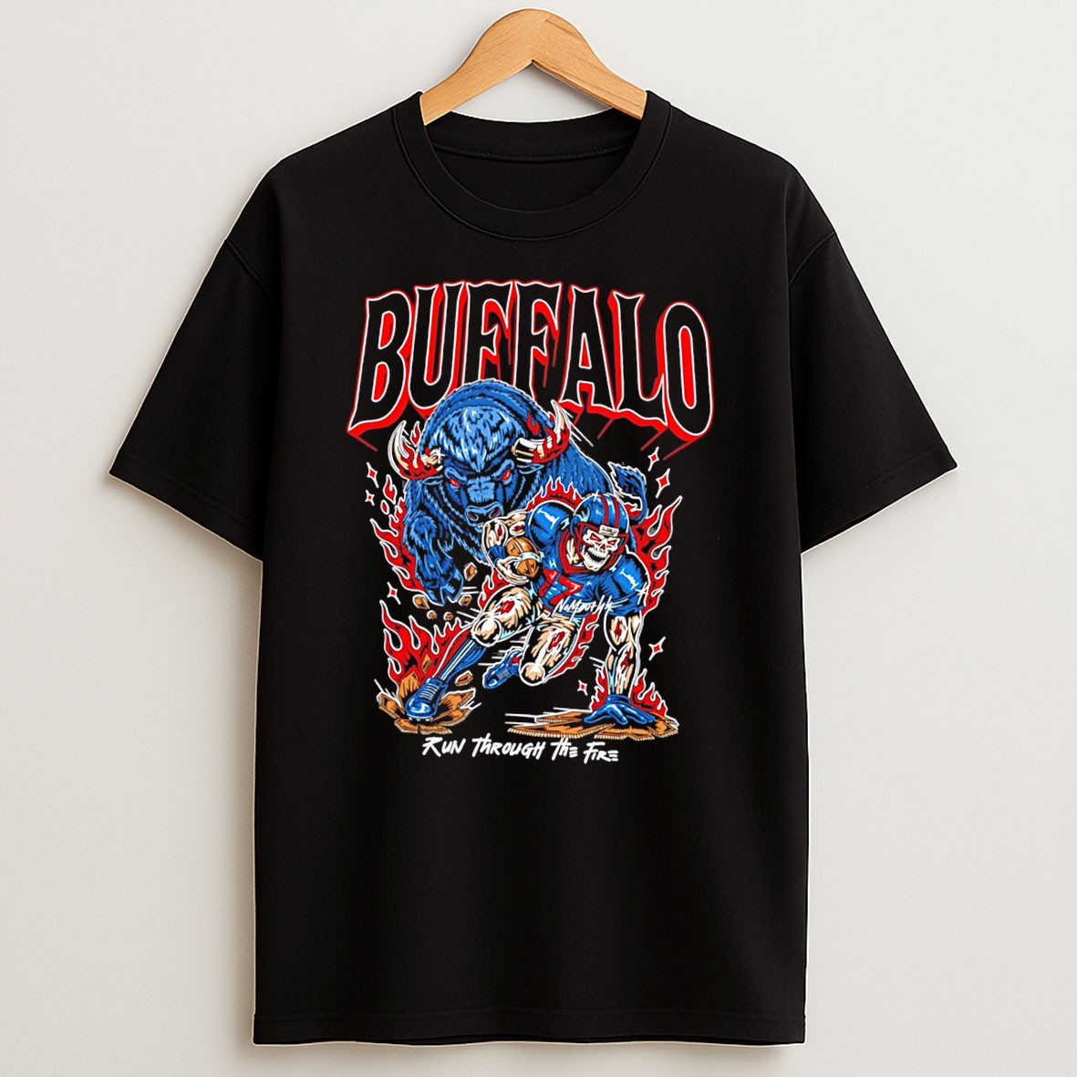 Official Josh Allen Buffalo Bills Run Through The Fire Football Tee T Shirt