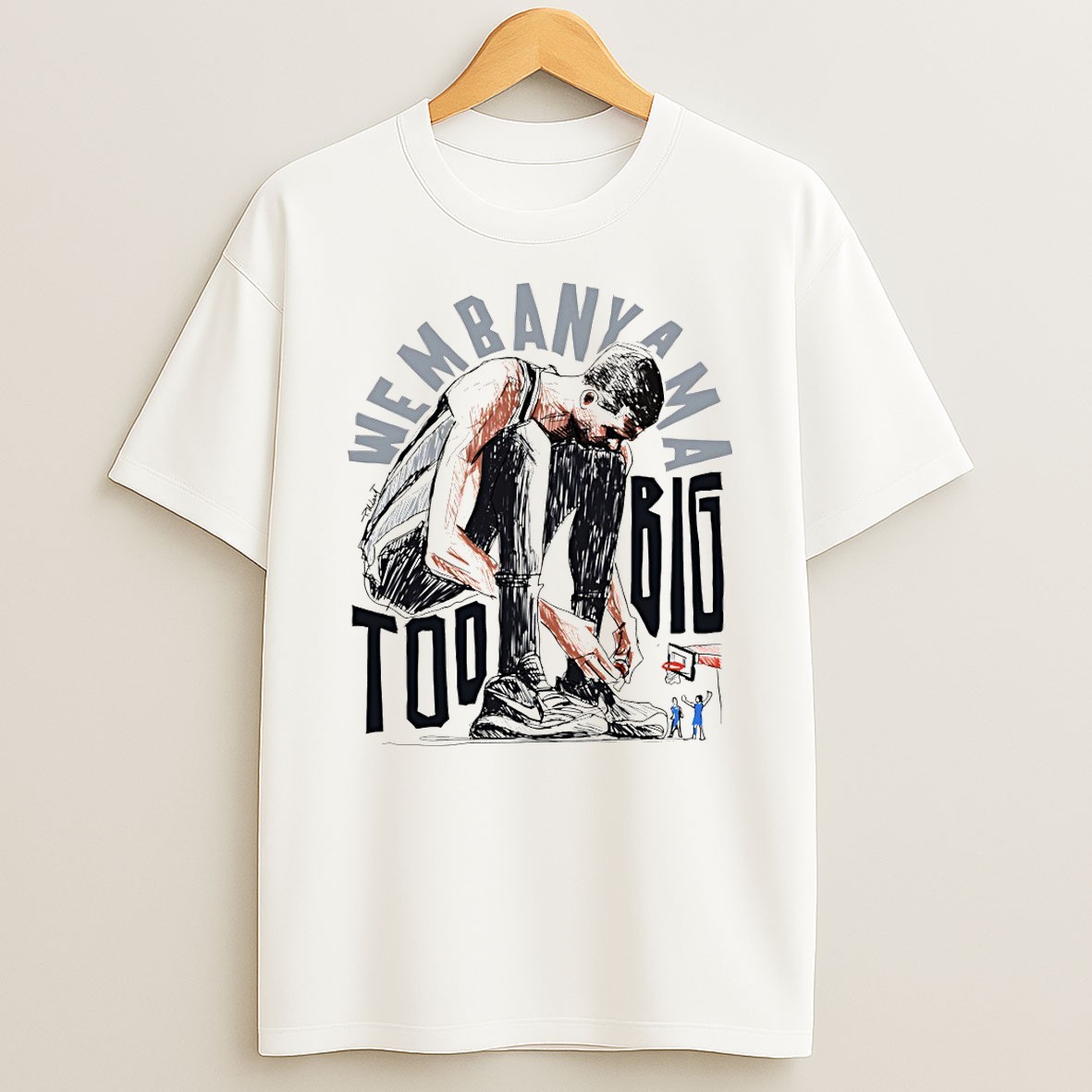 Official Victor Wembanyama San Antonio Spurs Basketball Too Big Art Cartoon T Shirt