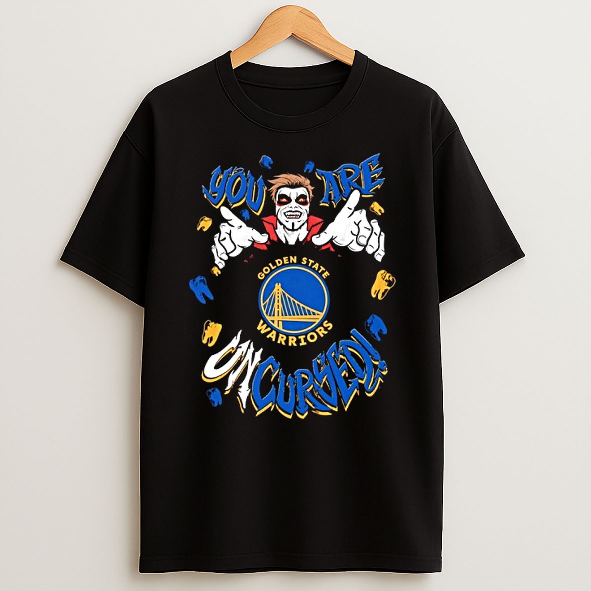 Official Wwe Drops Danhausen X Golden State Warriors You Are Uncursed Vampire T Shirt