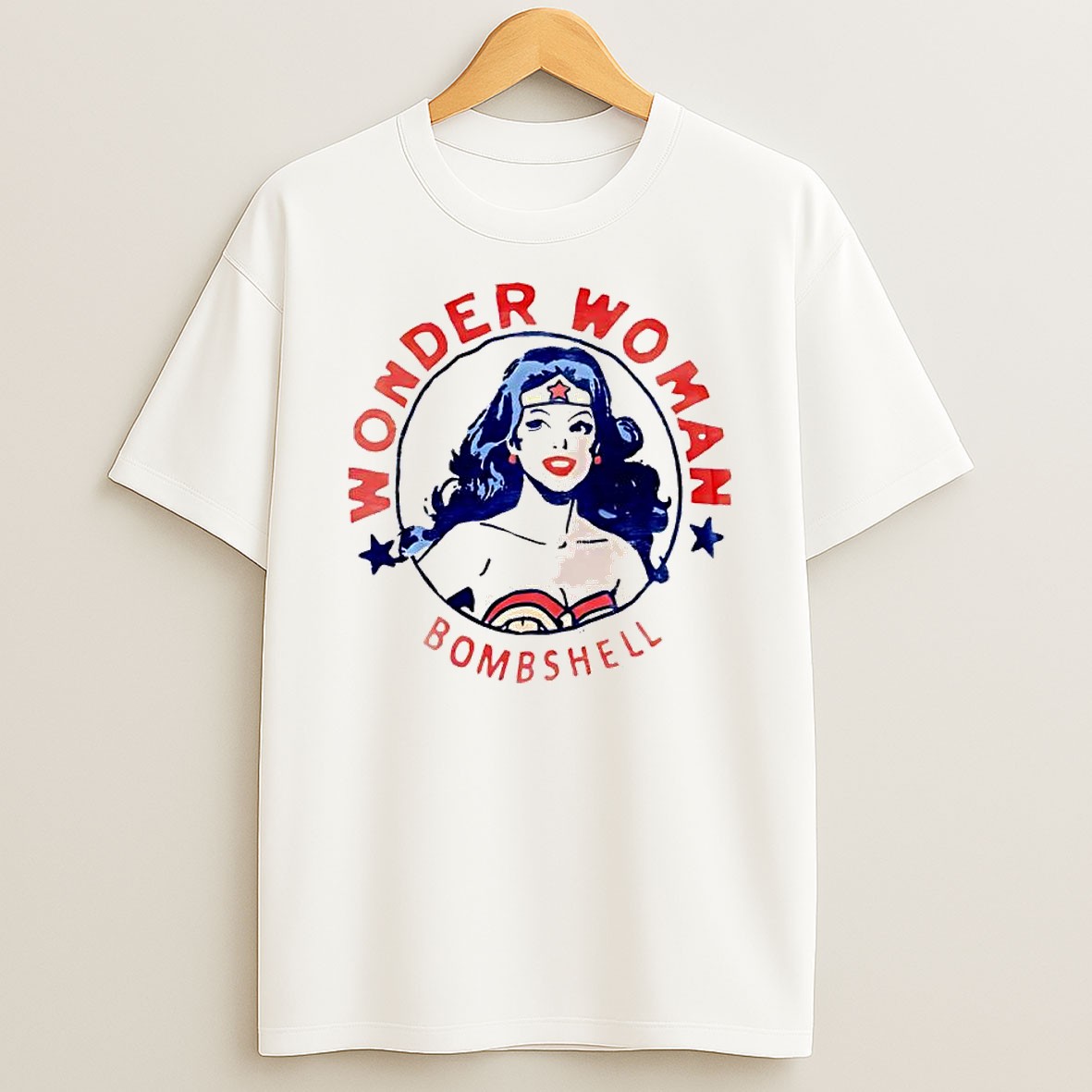 Official Wonder Woman Bombshell Circle Vintage T Shirt