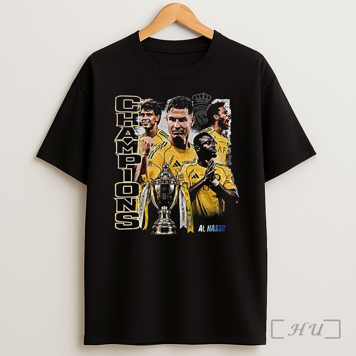 Officials Cristiano Ronaldo Al Nassr Fc Holding Cup Champions 25 26 Signature Photo Vintage Shirt