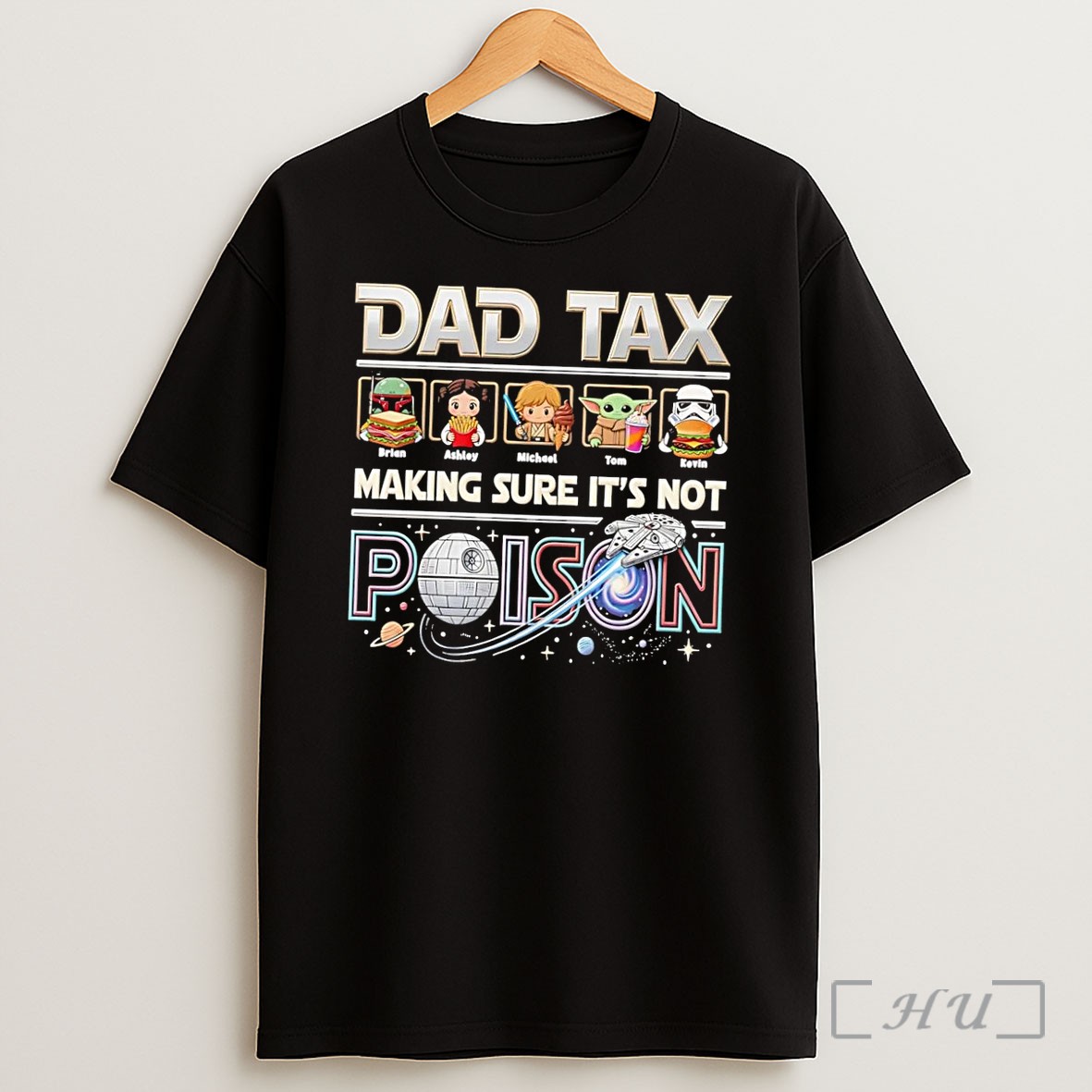 Officials Dad Tax Star Wars Death Star Falcon Food Poison Black Shirt