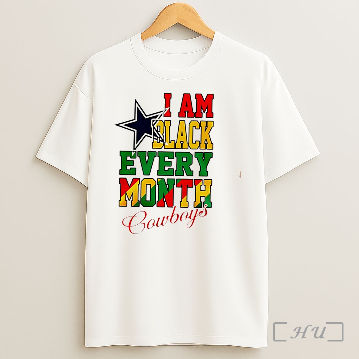 Officials Dallas Cowboys I Am Black Every Month Juneteenth Logo Tee Shirt