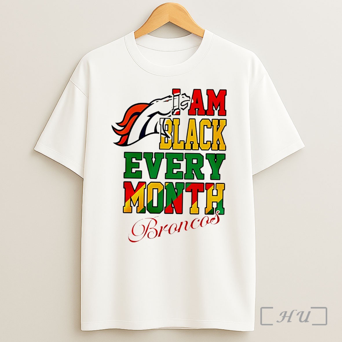 Officials Denver Broncos I Am Black Every Month Juneteenth Logo Tee Shirt