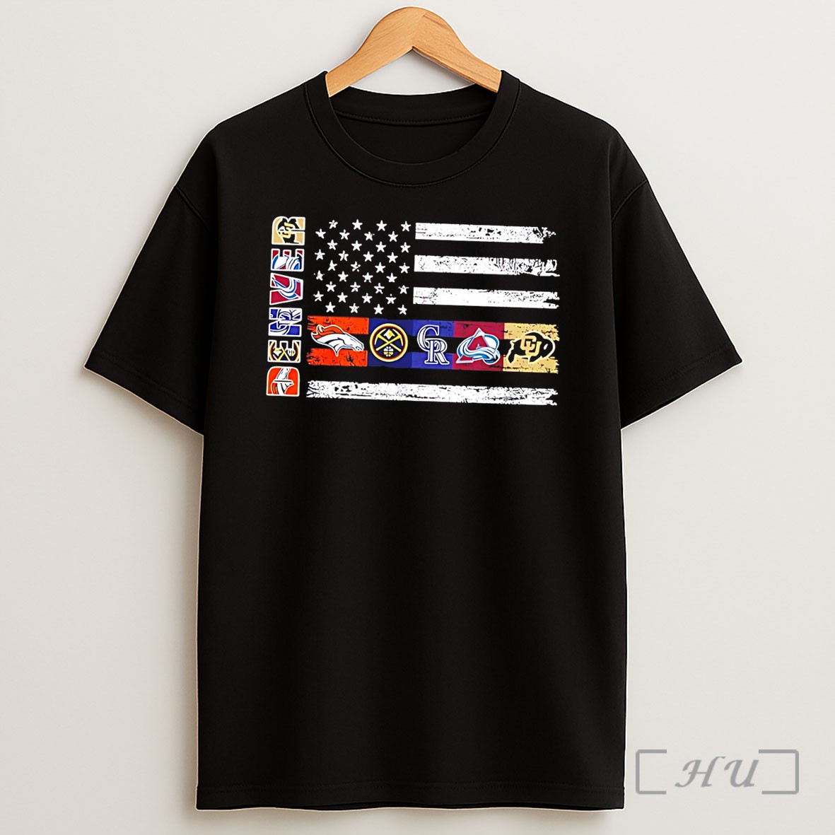 Officials Denver Sports Teams Logos Flag Tee Shirt