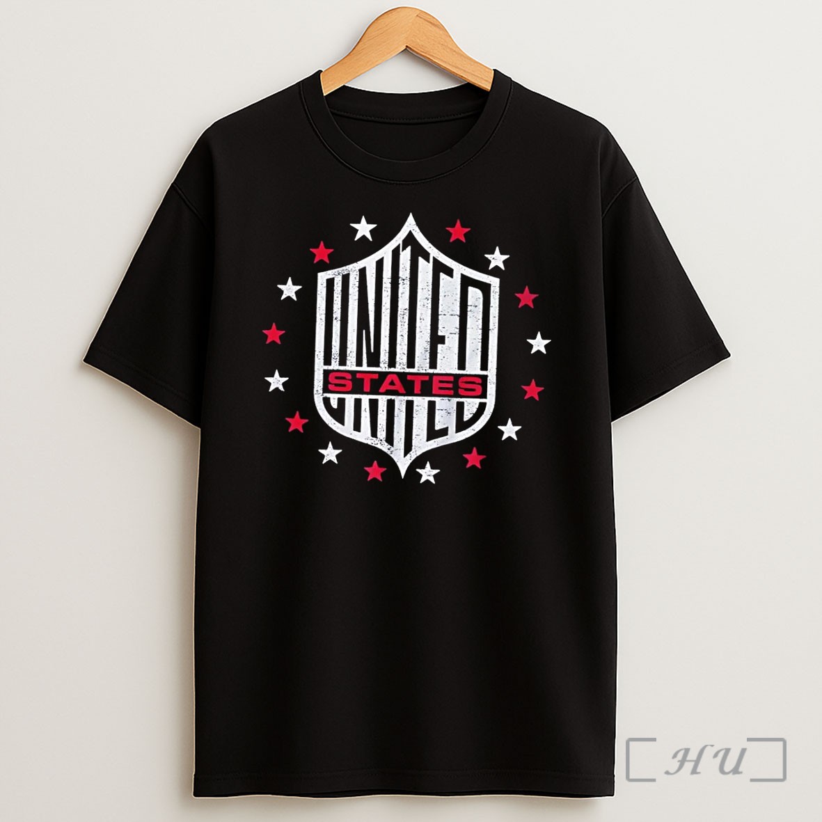 Officials Distressed United States United Patriotic Stars Shield Black Shirt