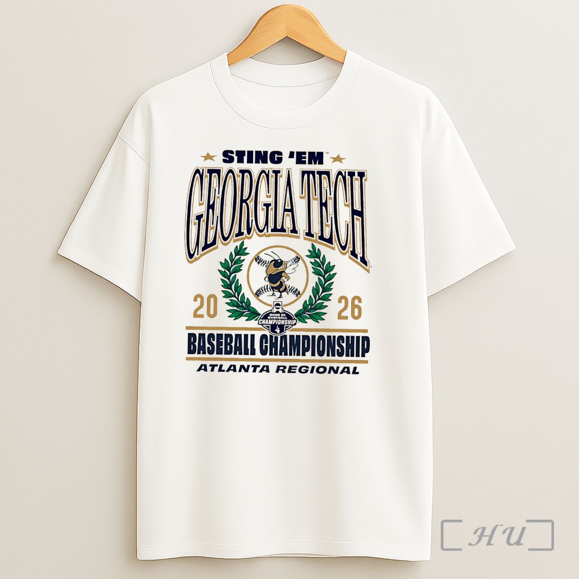 Officials Georgia Tech Yellow Jackets 2026 Baseball Championship Atlanta Regional Laurel Wreath Tee Shirt