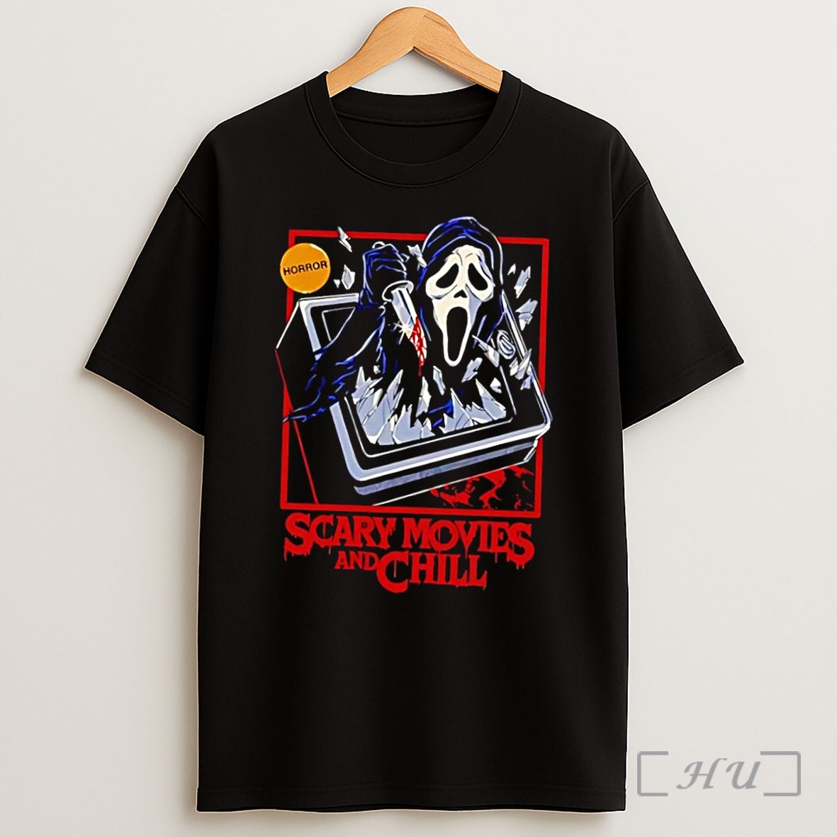 Officials Ghostface Scream Horror Movie Breaking Tv Scary Movies And Chill 2026 Black Shirt