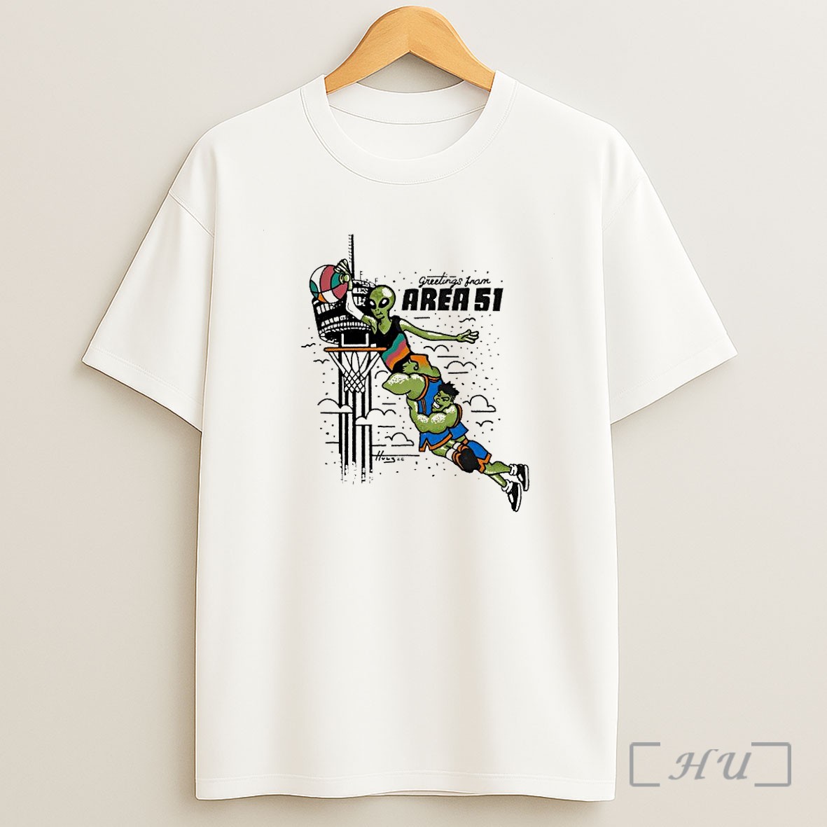 Officials Greetings From Area 51 Alien Basketball Dunk Shirt