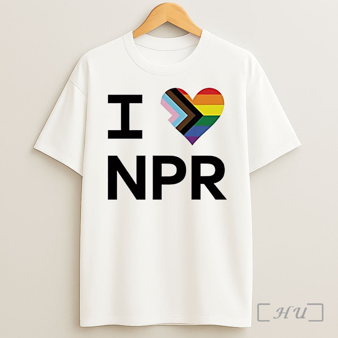 Officials I Love Npr Progress Pride Flag Heart Lgbtq Public Radio Ally 2026 White Shirt