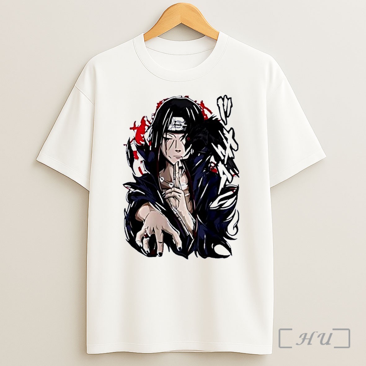 Officials Itachi Uchiha Akatsuki Naruto Shippuden Mangekyo Sharingan Raven Anime Graphic White Shirt