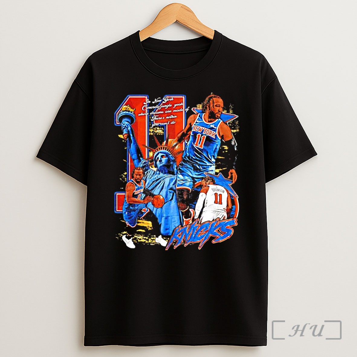 Officials Jalen Brunson 11 New York Knicks Statue Of Liberty Empire State Of Mind Shirt
