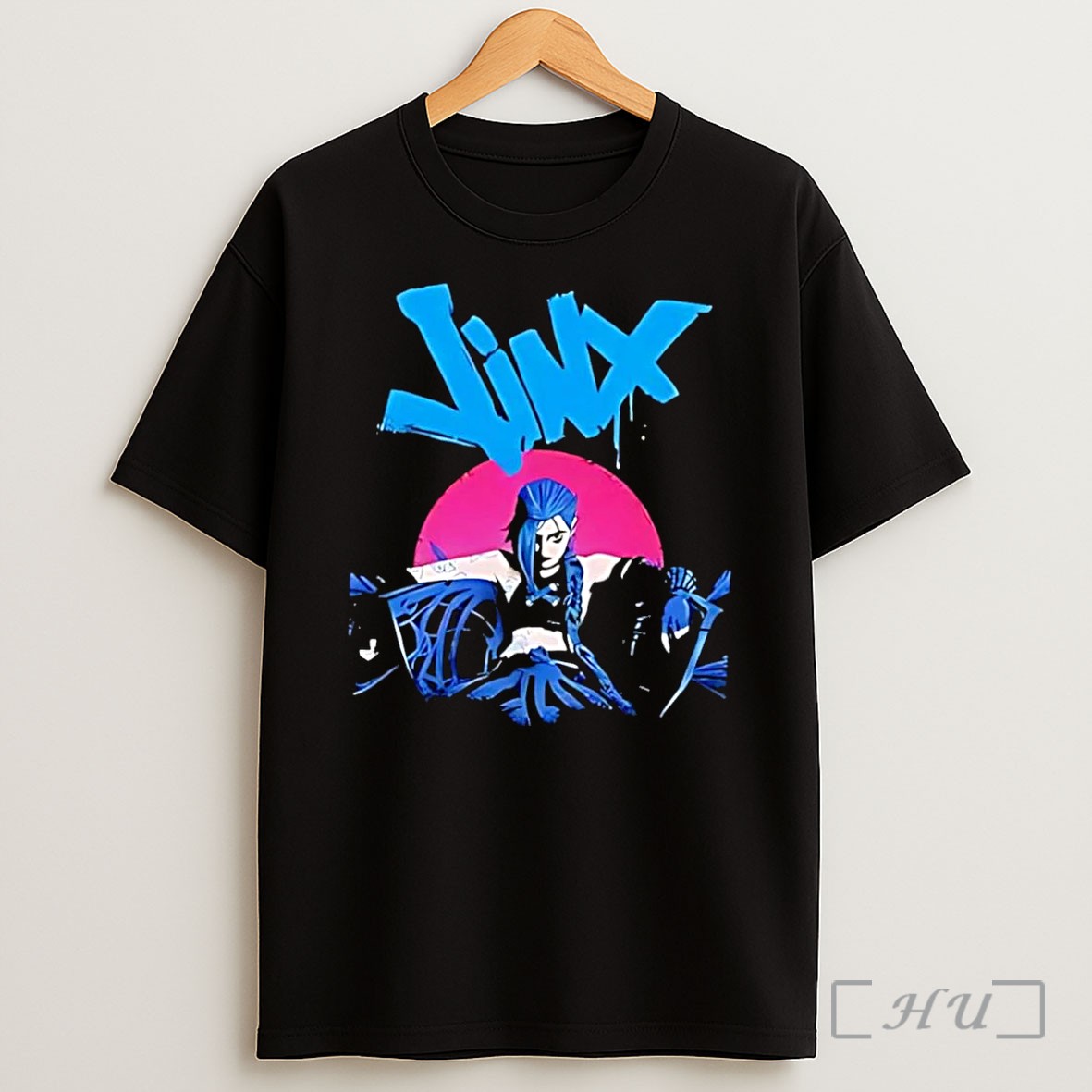 Officials Jinx Arcane League Of Legends Blue Hair Graffiti Logo Unleashed Power Arcane Season 2 Anticipation 2026 Black Shirt