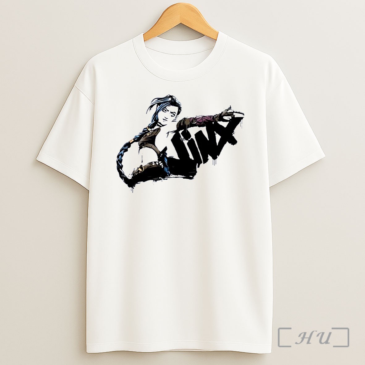 Officials Jinx Arcane League Of Legends Spray Paint Graffiti Art Jinx Season 2 Hype White Shirt