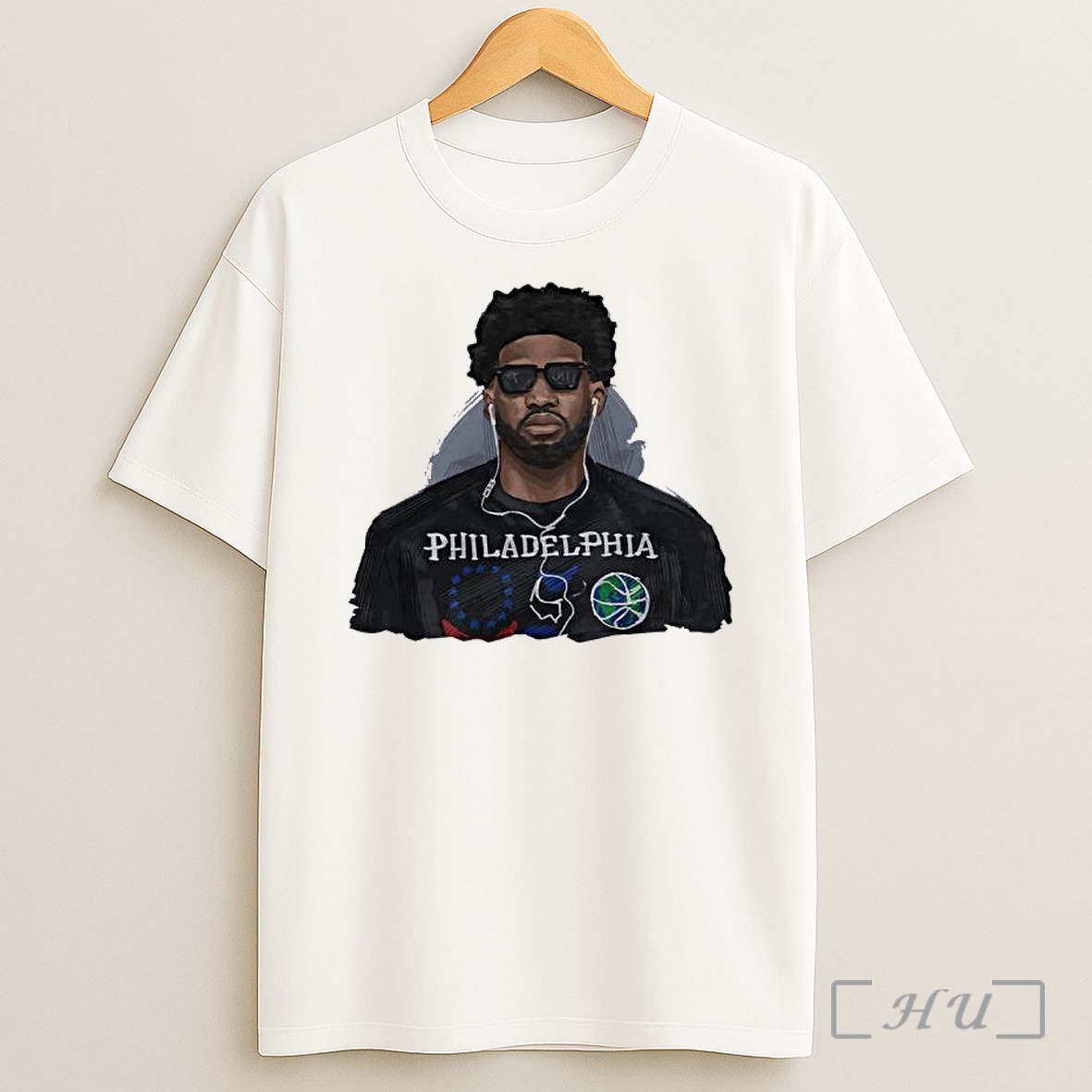 Officials Joel Embiid Philadelphia 76ers Basketball Illustration Portrait Shirt