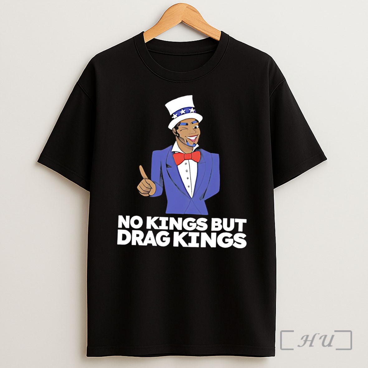 Officials No Kings But Drag Kings With Black Uncle Sam Character Tee Shirt