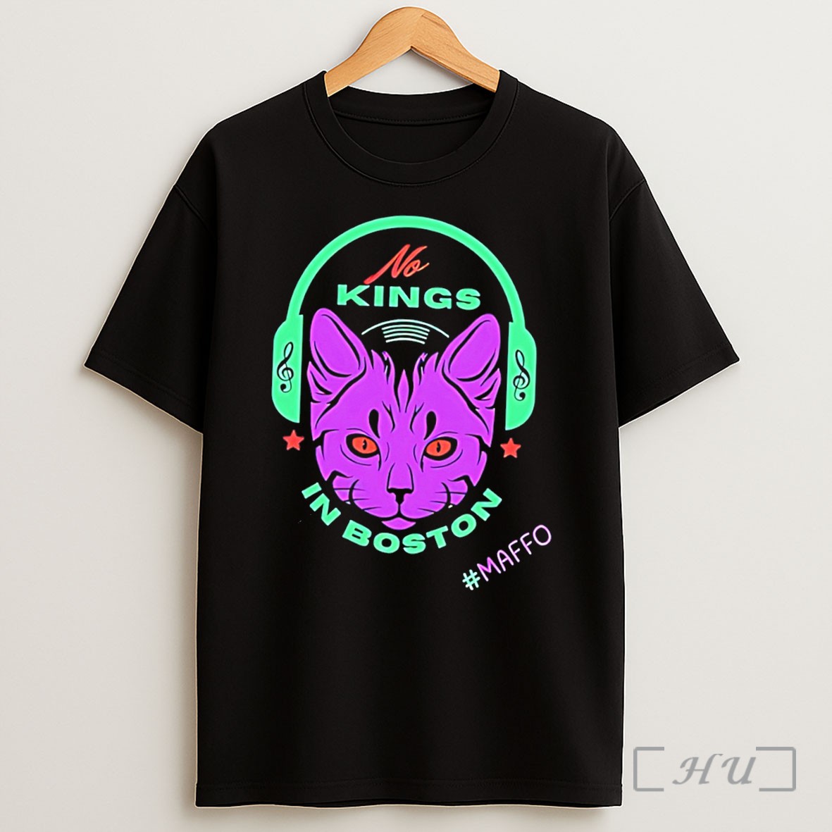 Officials No Kings In Boston Maffo With Cat Illustration Tee Shirt