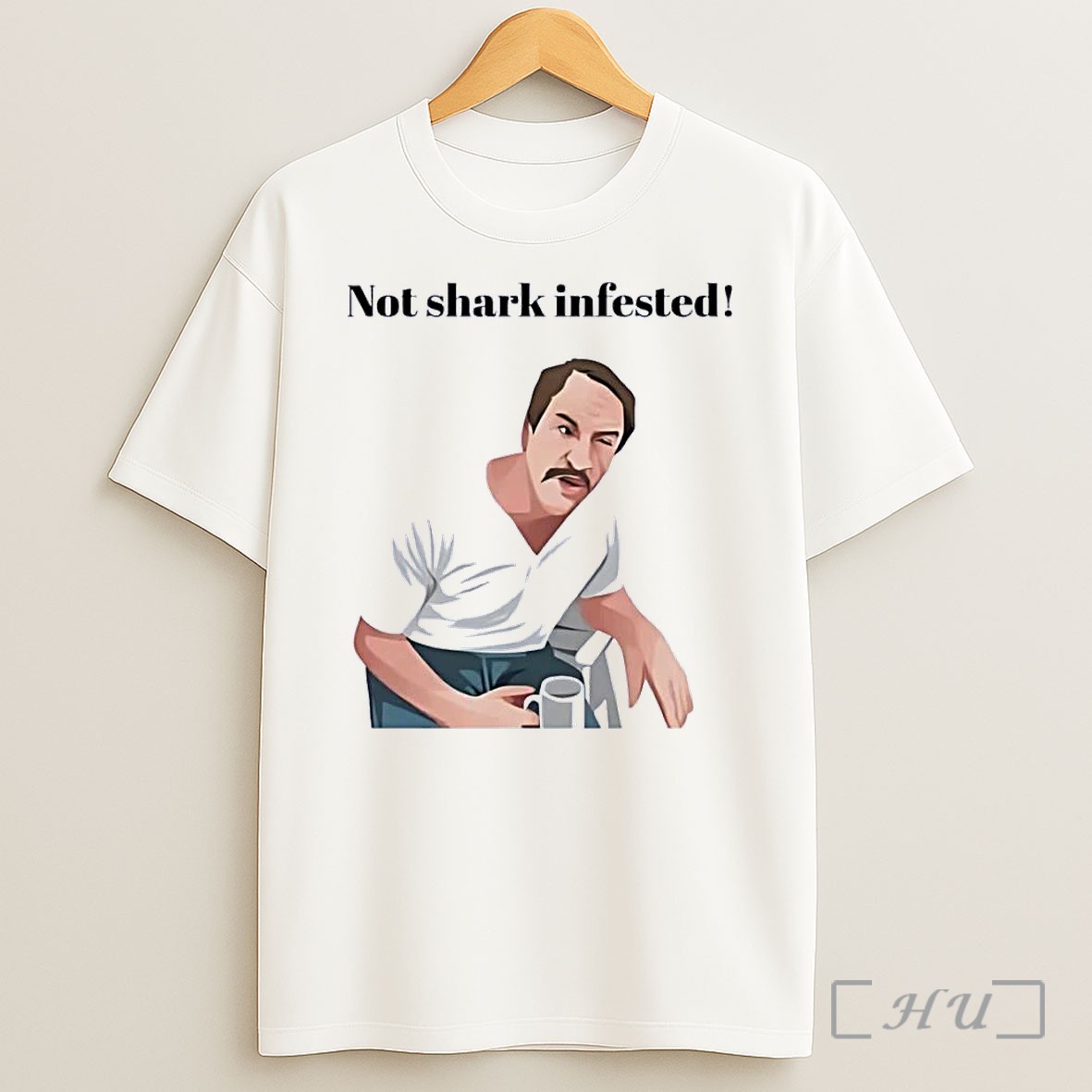 Officials Not Shark Infested Winking Man White Shirt