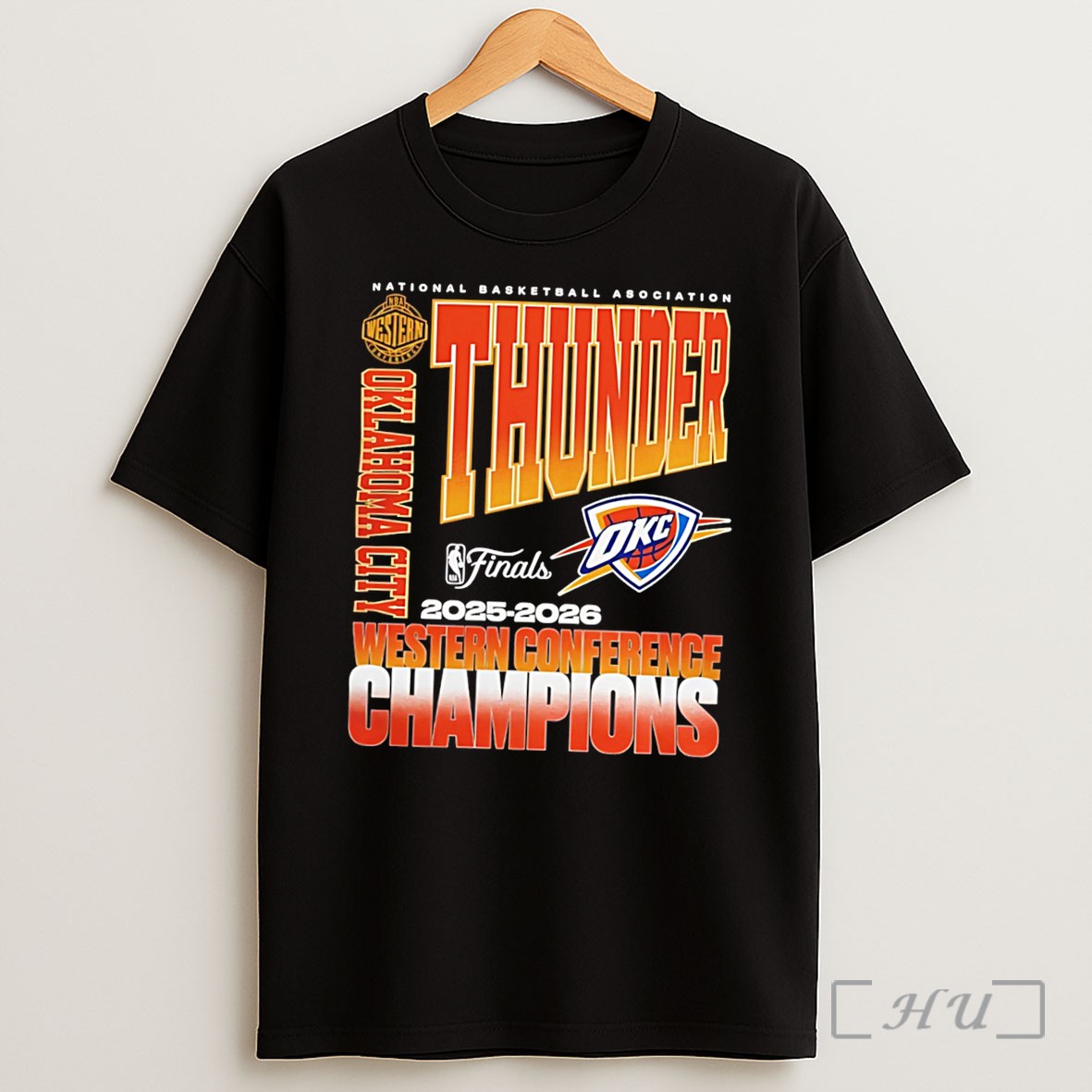 Officials Oklahoma City Thunder 2026 Nba Western Conference Champions Stacked Block Tee Shirt