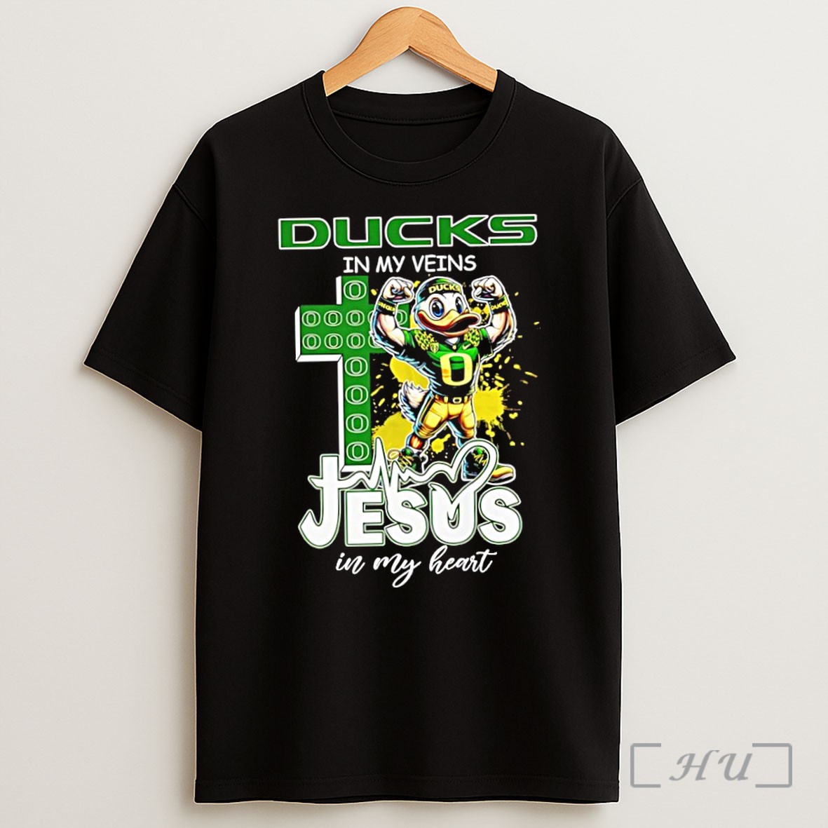 Officials Oregon Ducks Football In My Veins Jesus In My Heart Mascot Shirt