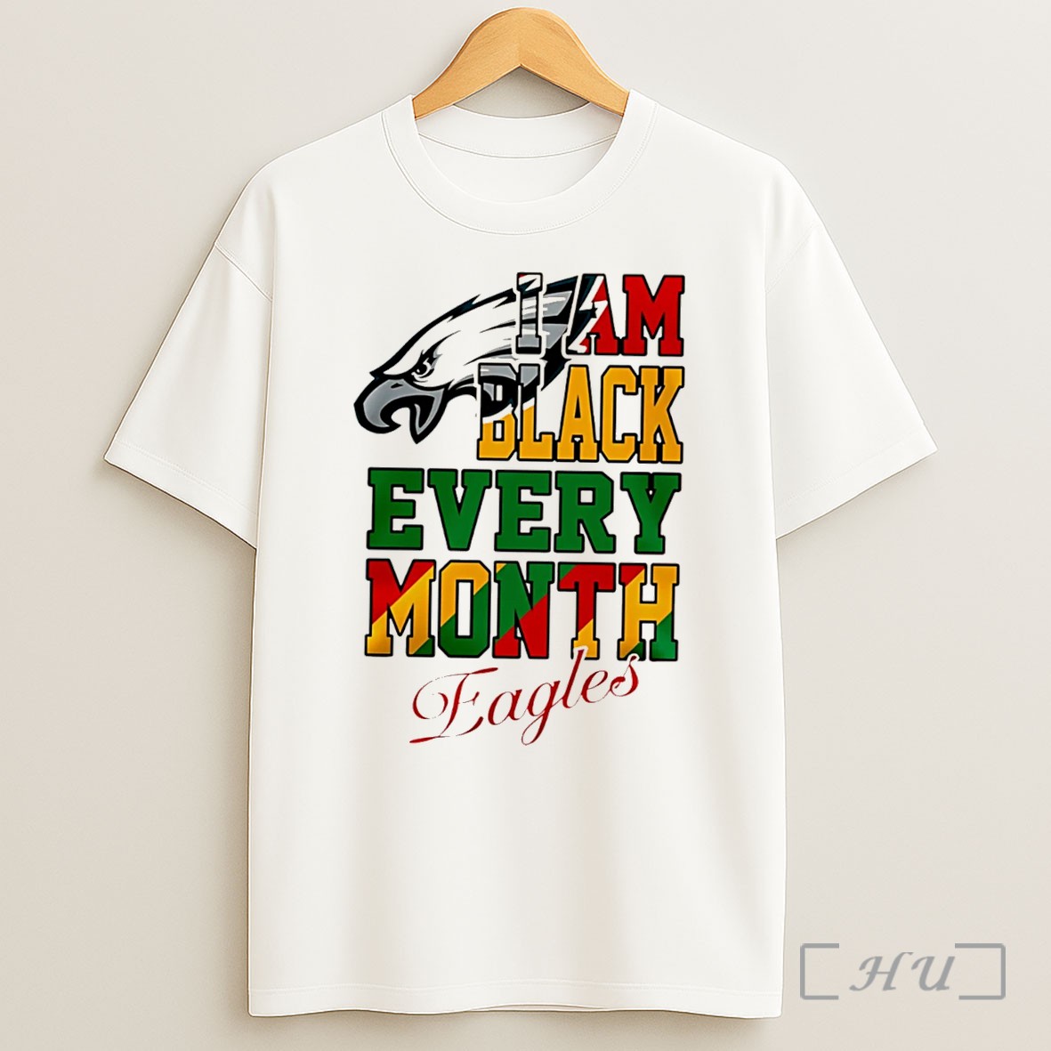 Officials Philadelphia Eagles I Am Black Every Month Juneteenth Logo Tee Shirt