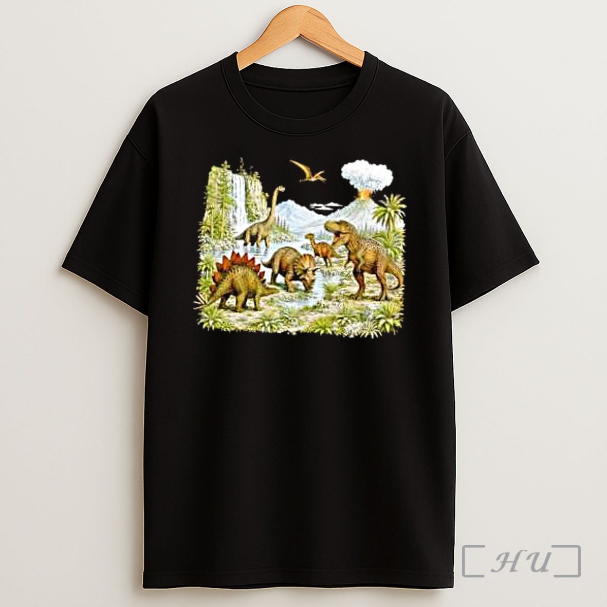 Officials Prehistoric Dinosaurs T Rex Stegosaurus Triceratops Landscape Shirt