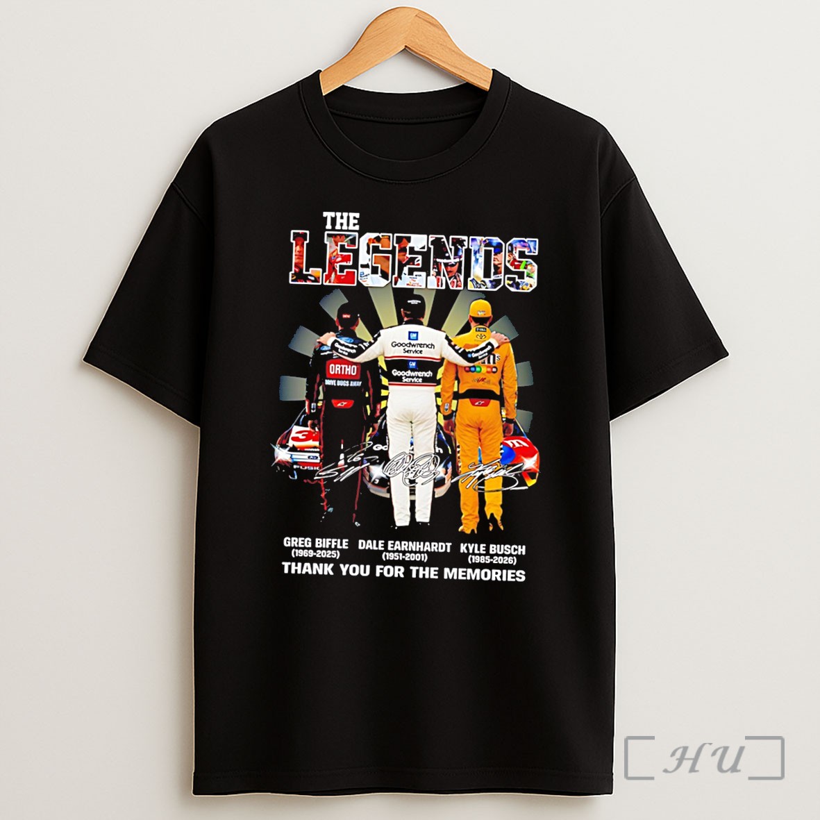 Officials The Nascar Legends Greg Biffle Dale Earnhardt Kyle Busch Thank You Tee Shirt