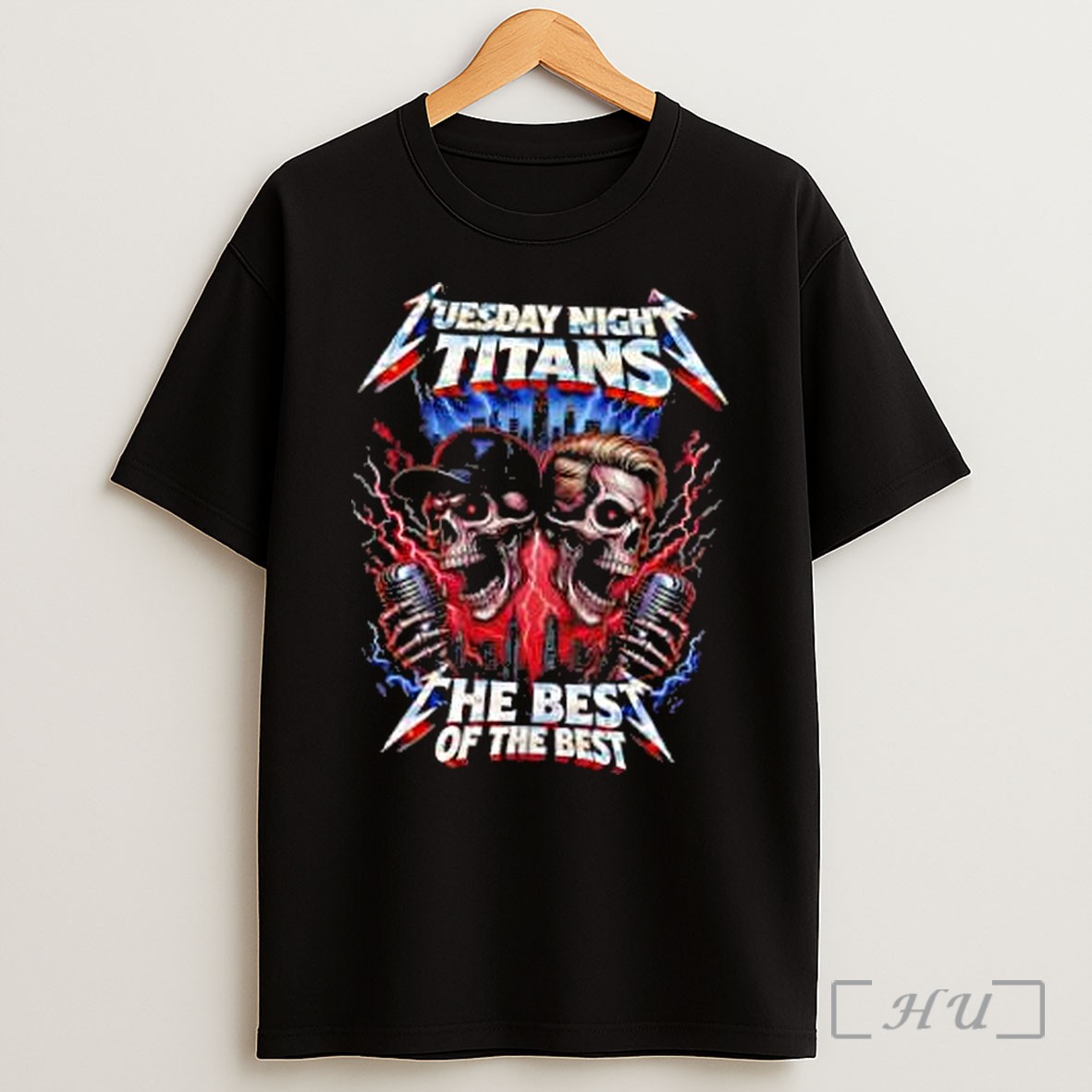 Officials Tuesday Night Titans The Best Of The Best Skulls Microphones Metal Lightning Shirt