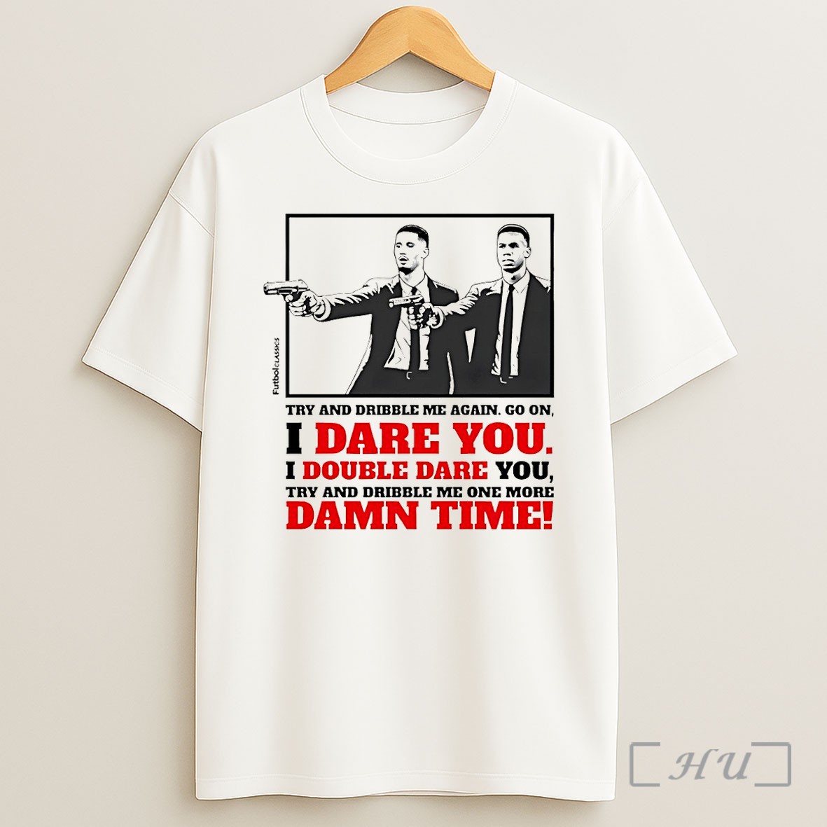 Officials William Saliba And Gabriel Magalhaes Pulp Fiction Style Arsenal Try And Dribble Me Again Go On Shirt