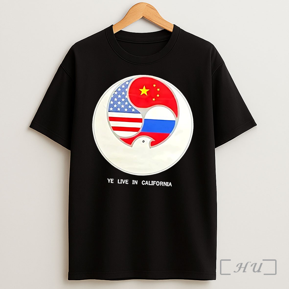Officials Ye Live In California Us China Russia Flags New Global Order Black Shirt