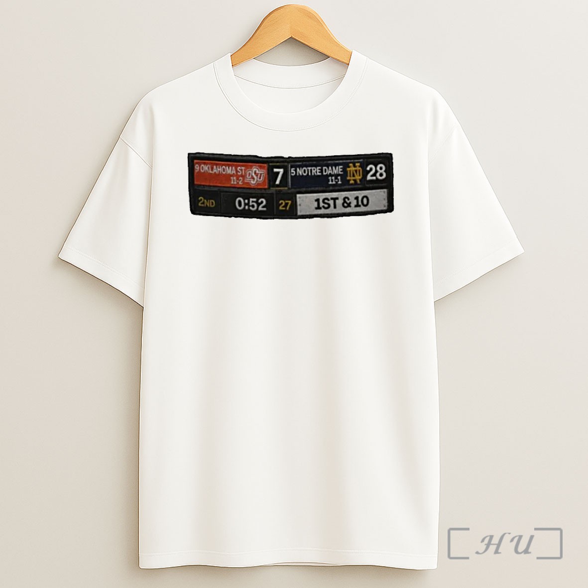Oklahoma State Cowboys Vs Notre Dame Fighting Irish The Scoreboard Is Displayed T Shirt