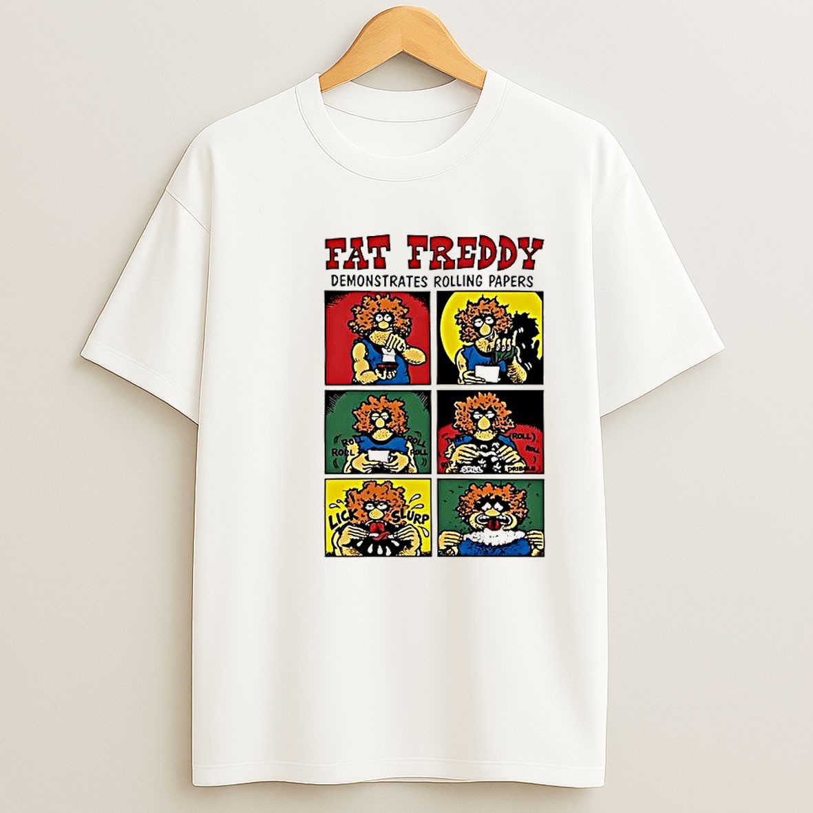 Original Fat Freddy Demonstrates Rolling Papers Fabulous Furry Freak Brothers T Shirt
